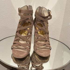 Strappy Beige Heeled Sandals